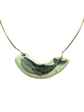 585 Gold Bone White Pendant Necklace